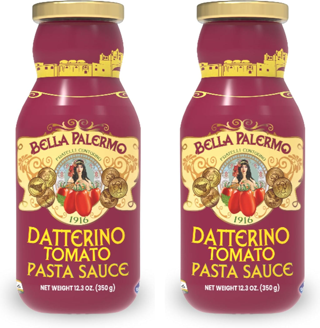 Contorno Datterino Tomato Pasta Sauce (11.6 Oz) 330g – Imported Authentic Italian with Extra Virgin Olive Oil, Tomatoes, & Basil, Gourmet Marinara for Spaghetti & Pizza, Non-GMO (2 Packs)