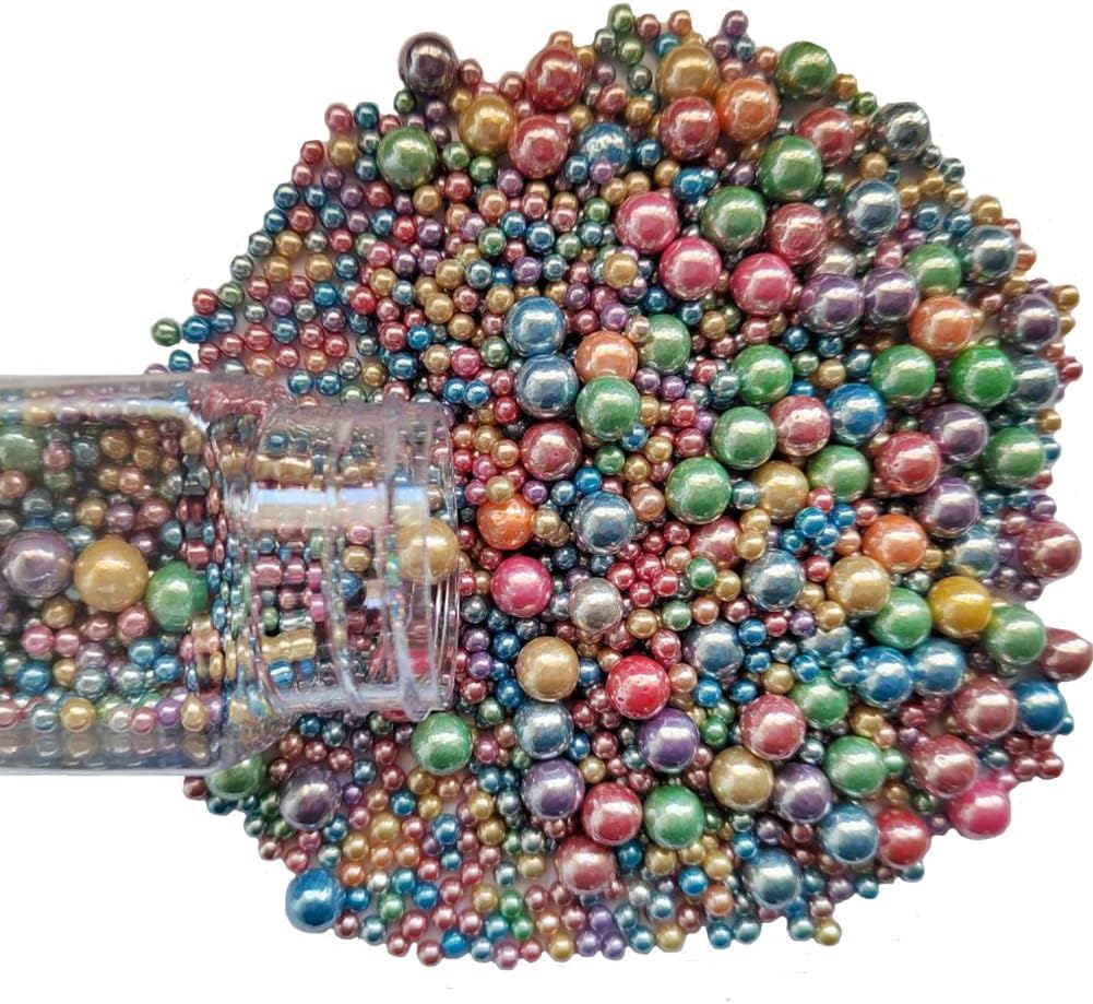 Edible Light Colorful Sugar Pearls Candy Sprinkles 120G/ 4.23Ounce Baking Cake Sprinkles Cupcake and Cake Topper Cookie Decorations Wedding Party Valentines Halloween Christmas Supplies