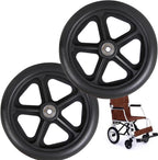 WORDFUN 2 Pcs Wheelchair Front Castor Wheels, Front Wheel Tires for Wheelchair, Black Grey, Solid Tires Front Wheel, Wheelchair Front Wheels Replacement Parts