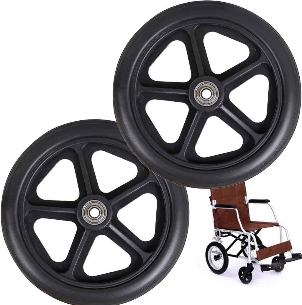 WORDFUN 2 Pcs Wheelchair Front Castor Wheels, Front Wheel Tires for Wheelchair, Black Grey, Solid Tires Front Wheel, Wheelchair Front Wheels Replacement Parts