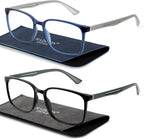 Madison Avenue 2 Pack Classic Square Blue Light Blocking Reading Glasses for Men, Sport Computer Readers Glasses Anti Glare