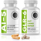 Intestinal Fortitude AI-5 & GLR-6 Digestive Health Supplement Bundle w/Glutamine, Turmeric, Curcumin for Gut Health Capsule Supplement & Support Digestive Health, Non-GMO, Dairy Free - 30-Day Supply