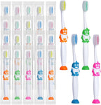 100 Pack Kids Toothbrush Soft Bristles Toddler Cute Toothbrush Bulk with Suction Cup, Includes Travel Covers, Individually Wrapped Toothbrushes for Kid Home School Daycare Camp (Penguin)