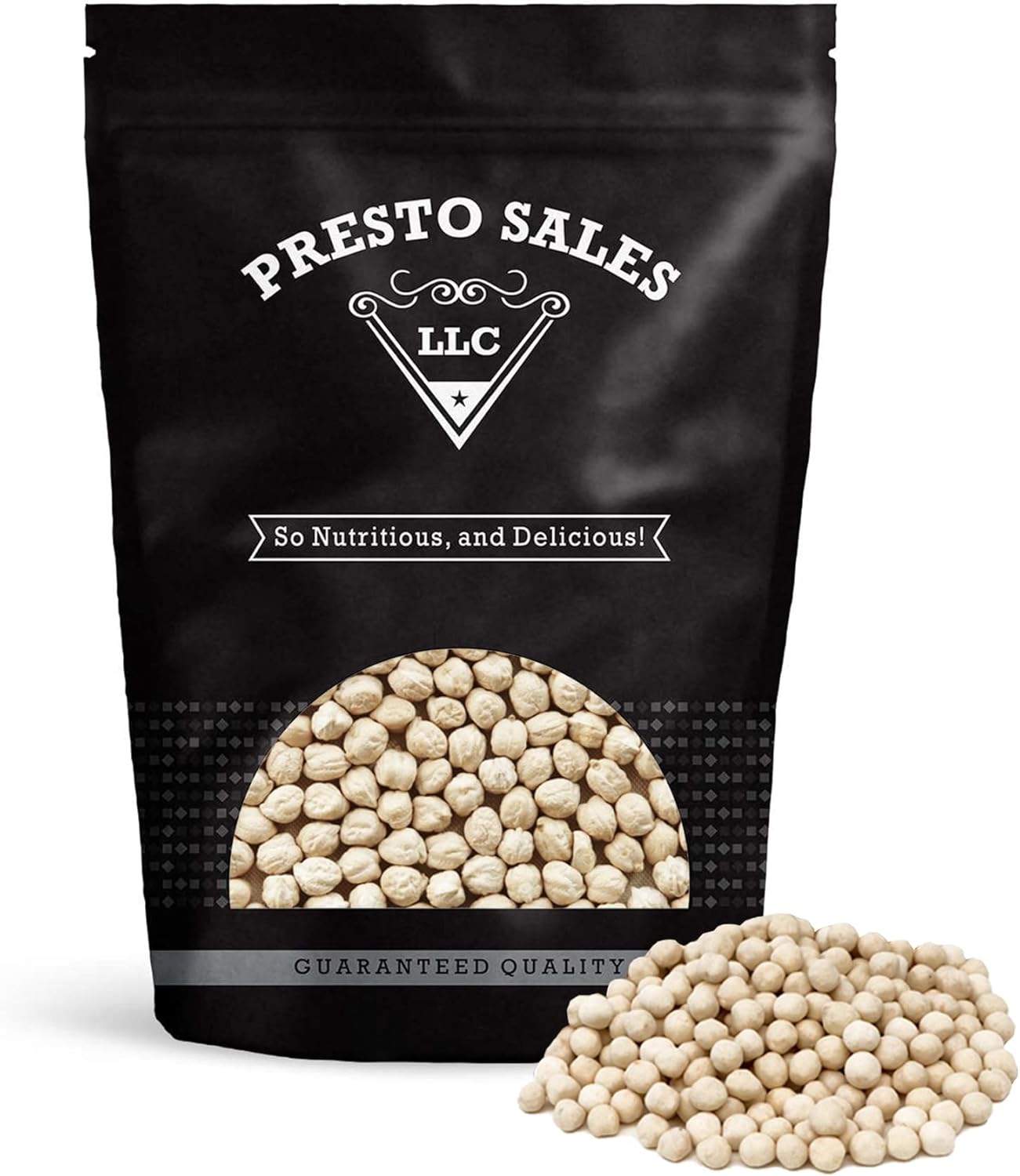 Chickpeas, White roasted salted, Oil free, Tasty Snack, Plant-Based Protein, Versatile, Energy, Garbanzo beans, All Ages, Packed in a Resealable Pouch Bag of 5 lbs. (80 oz.) by Presto Sales LLC