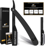 BEAUTICONE® Straight Razors for Men – Professional Barber Straight Edge Razor Kit with Replaceable Single Edge Blades - Navajas Para Barbero - Pouch Gift Box 1.2 mm Exposed for Close Shave Ultra Light