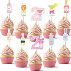 Hahafelt 30 Kit Happy 21st Birthday Cupcake Toppers, Twenty One Cupcake Picks Cheers to 21 Years Old Pink Champagne Wine Bottle 21st Birthday Decorations for Anniversary Party