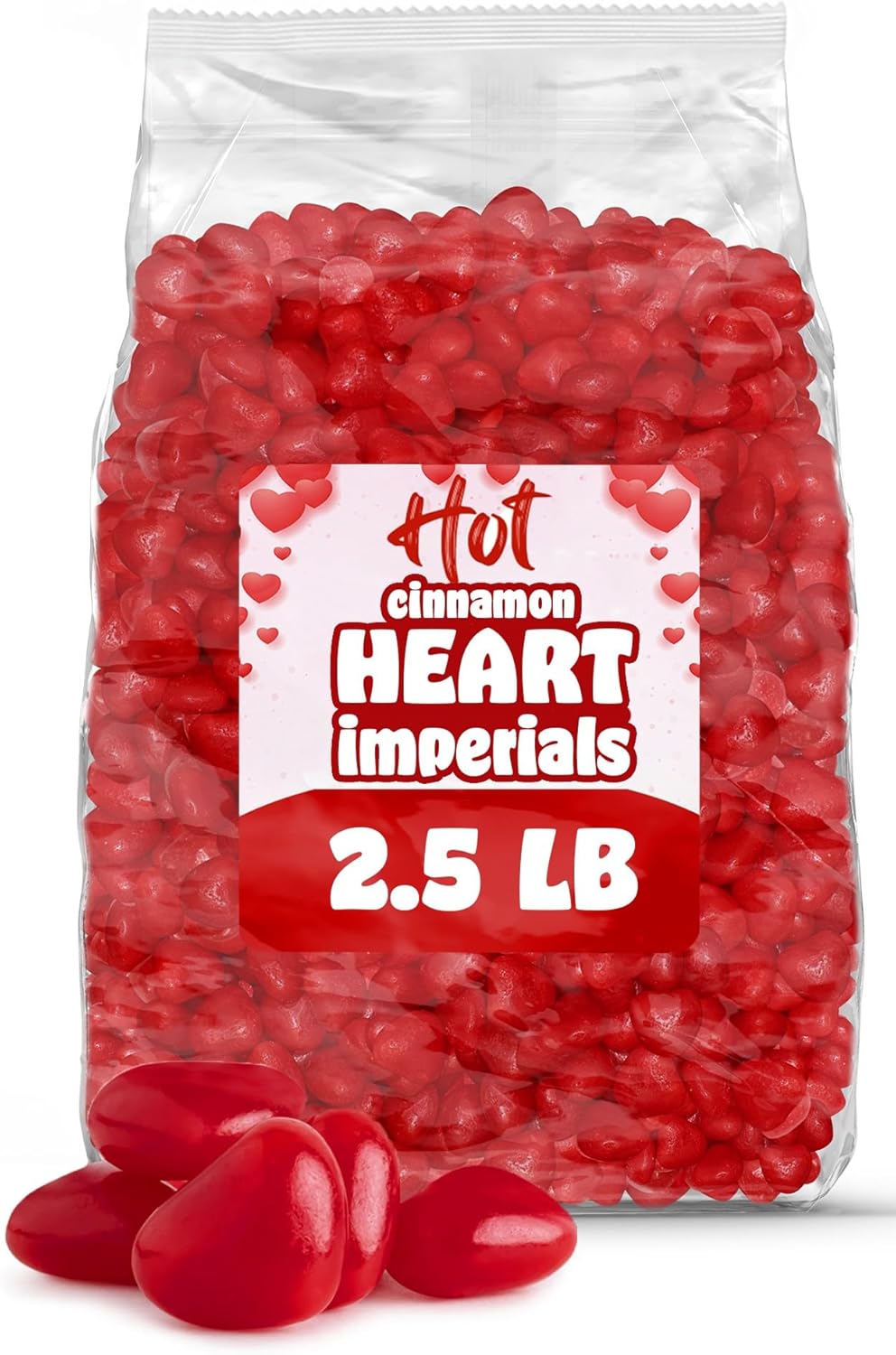 Cinnamon Imperial Hearts 2.5 lb Bold Red Cinnamon Heart Valentine’s Day Candy for Gifts, Classroom Treats, Candy Jars & Dessert Tables Gluten Free Resealable Bulk Bag