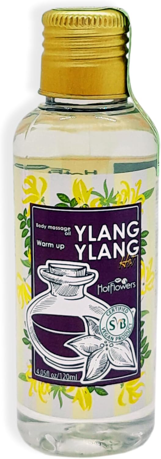 HOT FLOWERS Ylang-Ylang Body Massage Oil Set for Moisturizer and Nourish The Skin – Women and Couples - 4.5 fl oz