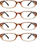 LifeArt 4 Pairs Reading Glasses, Blue Light Blocking Glasses, Computer Glasses for Men and Women (4 Brown, +2.50 Magnification)