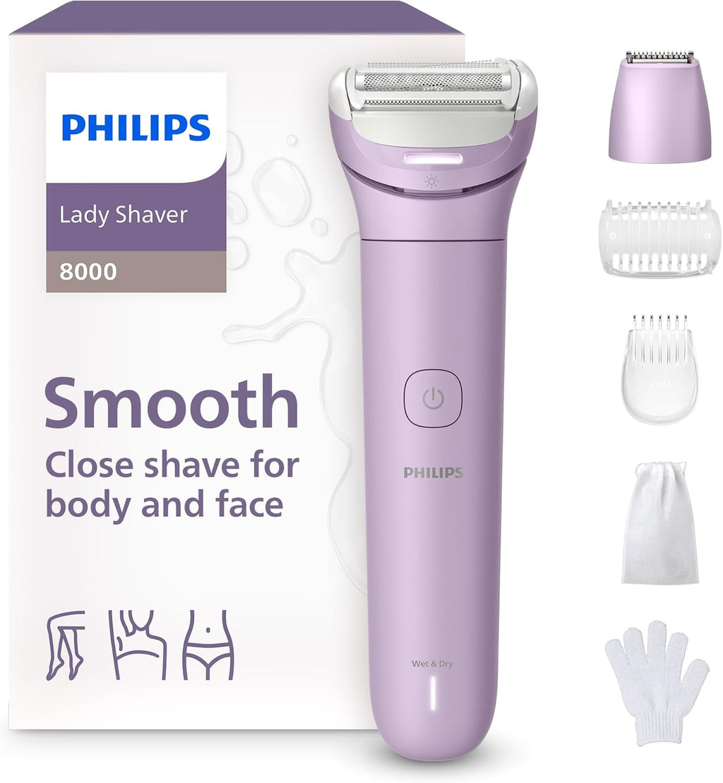 Philips Lady Shaver Series 8000 - Cordless, Wet & Dry Electric Shaver, 3-Blade Shaving System, Flexible Shaving Head, LED Light, for Legs, Body & Bikini, 100 Mins. Runtime, Model BRL149/00