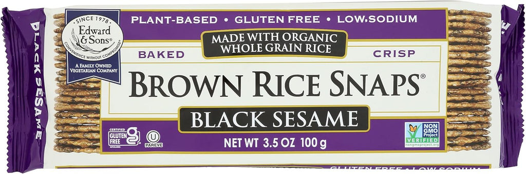 Edward & Sons, Brown Rice Snaps, Black Sesame Flavor, Organic, 3.5 oz