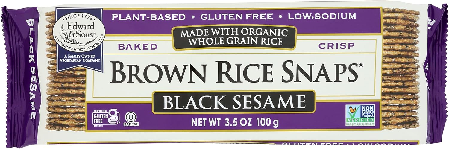 Edward & Sons, Brown Rice Snaps, Black Sesame Flavor, Organic, 3.5 oz
