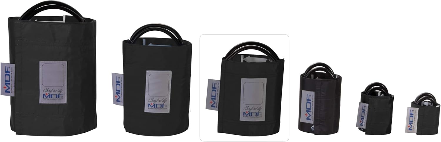 MDF Instruments Latex-Free Adult Replacement Blood Pressure Monitor Cuff - Double Tube - Black (MDF2100450-11)