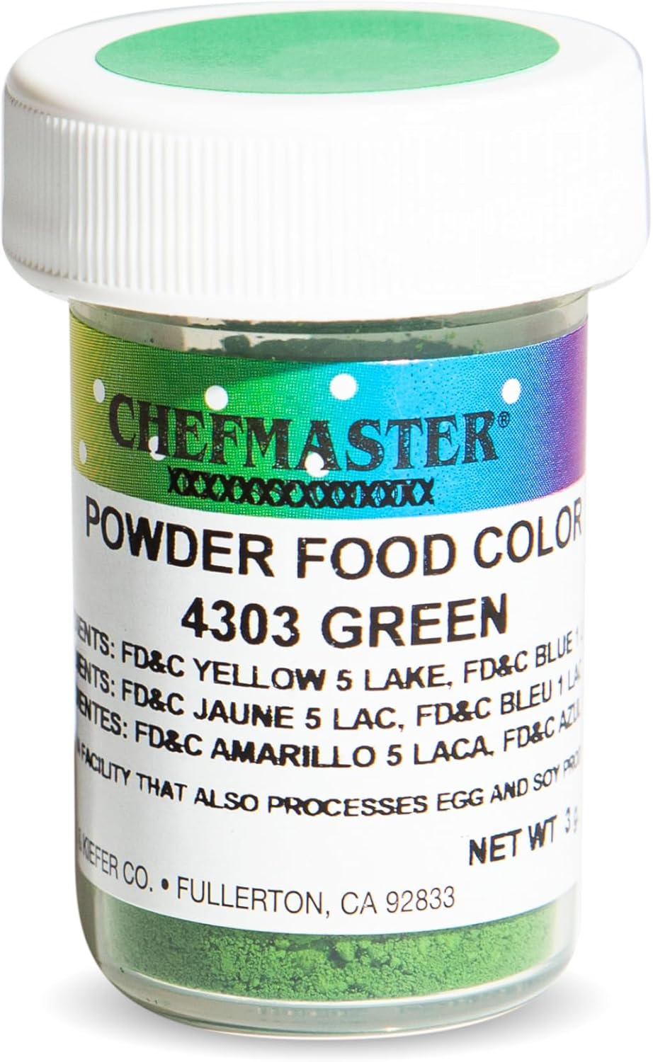 Chefmaster Green Dry Powder Candy Color | Vibrant Shades | Chocolate, Macarons, Fondant | Decorating | Professional-Grade Dye | Easy-to-Use | Manufactured in USA | 3 grams