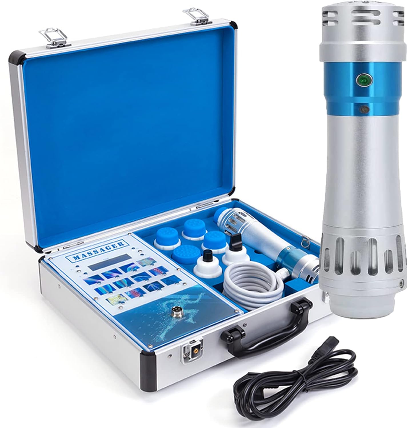 Shockwave Therapy Machine Extracorporeal Ed Shock Wave Machine, Pain Relief Deep Muscle Massager with 10 Massage Heads, for Pain Relief Anti-Cellulite Ed Treatment