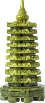 Green Natural Jade Nine-Storey Wenchang Tower Pagoda Statue Fengshui Handmade Figure Hand Carved Collection Arts Ornaments Home Decor
