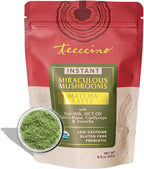 Miraculous Mushrooms Instant Matcha Latte by Teeccino - 8.9 Ounce - Organic Matcha Latte with MCT Oil and Adaptogenic Mushrooms - Lion’s Mane, Cordyceps & Tremella -Antioxidants, Prebiotic