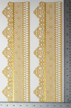 2 Pieces Shiny Gold Royal Monarch Edible Sugar Cake Lace Strips - Ready to Use Handcrafted Decoration with 3D Effect…