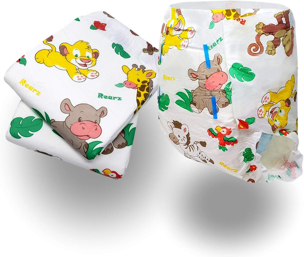 Rearz - MEGA Safari - 11,000ml Adult Printed Diaper (Sample 2 Pack) (Medium, 32'' - 40'')