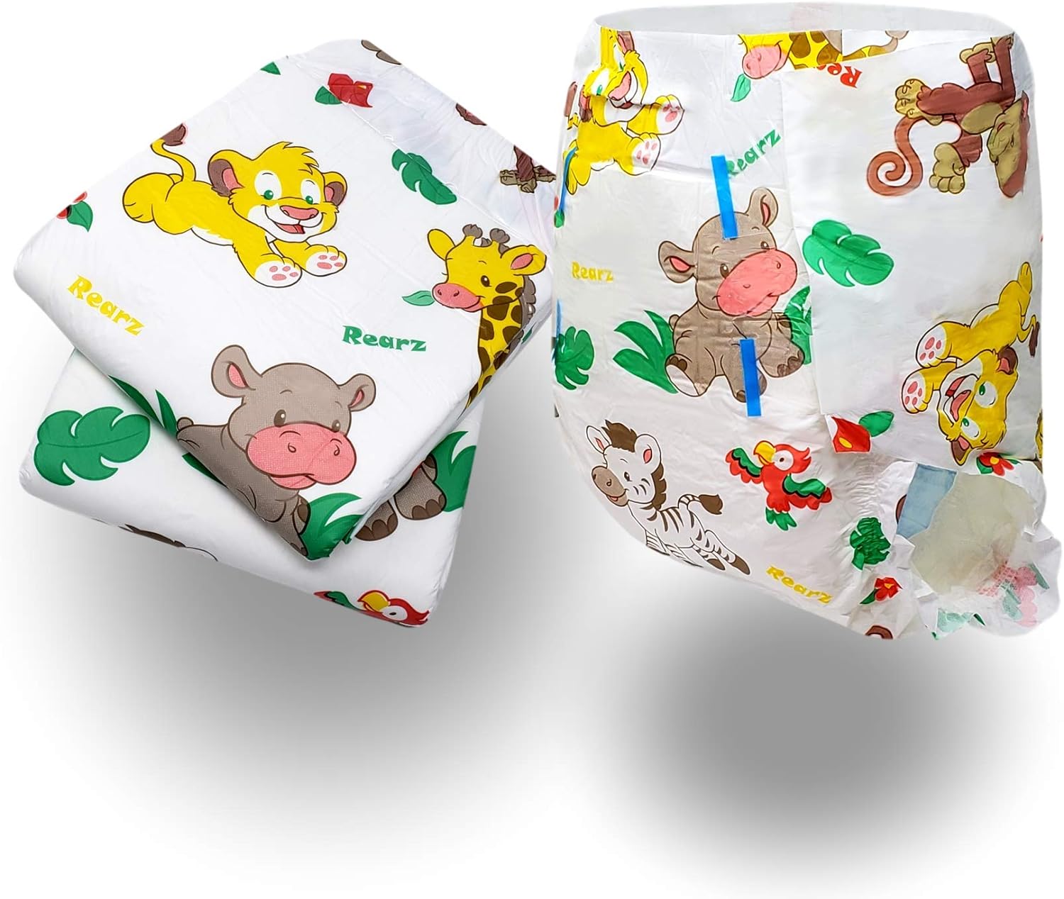 Rearz - MEGA Safari - 11,000ml Adult Printed Diaper Briefs (Sample 2 Pack) (X-Large, 50'' - 60'')