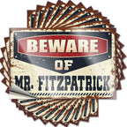 Decals for Cars Beware of Mr. Fitzpatrick Funny Sticker 10 Pcs Car Stickers for MenWarning Signs for Bedroom(6X9CM)