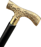 Antique Brass Walking Stick Deluxe Walking Cane Beautiful Brass Golden Handle Walking Stick for Men and Women Gift