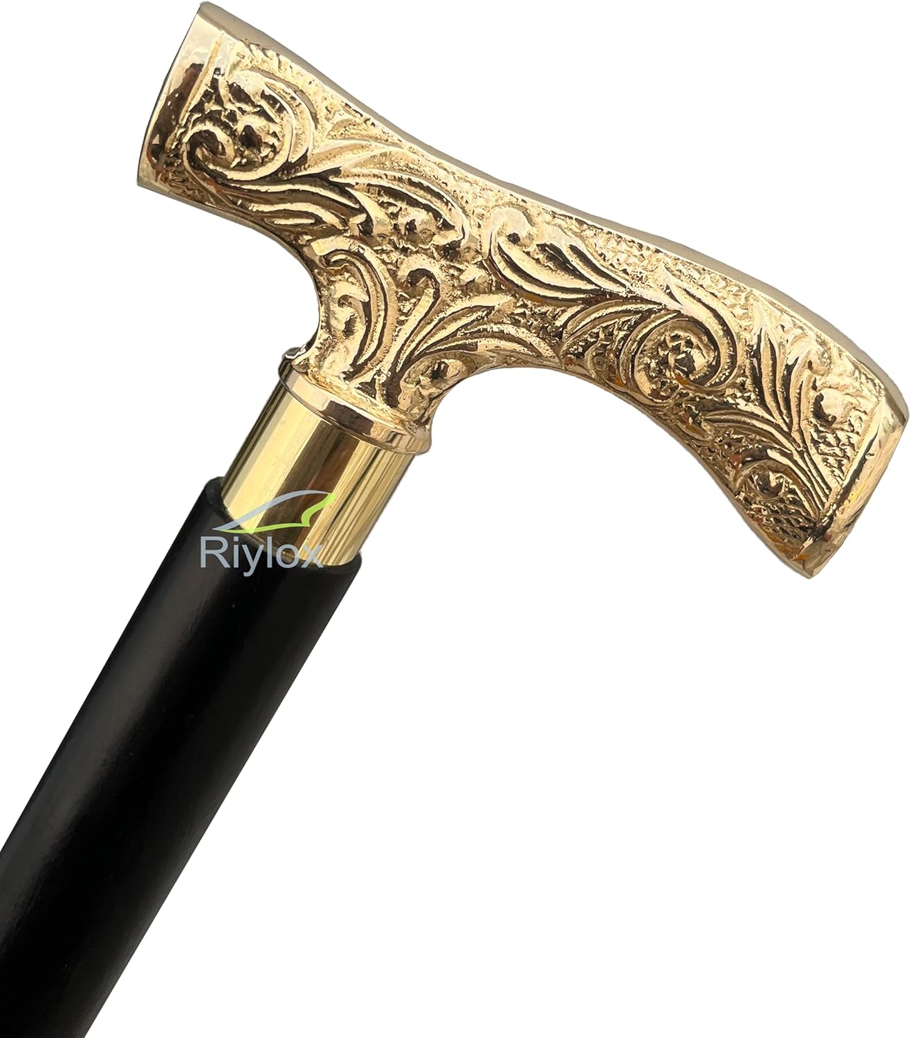 Antique Brass Walking Stick Deluxe Walking Cane Beautiful Brass Golden Handle Walking Stick for Men and Women Gift