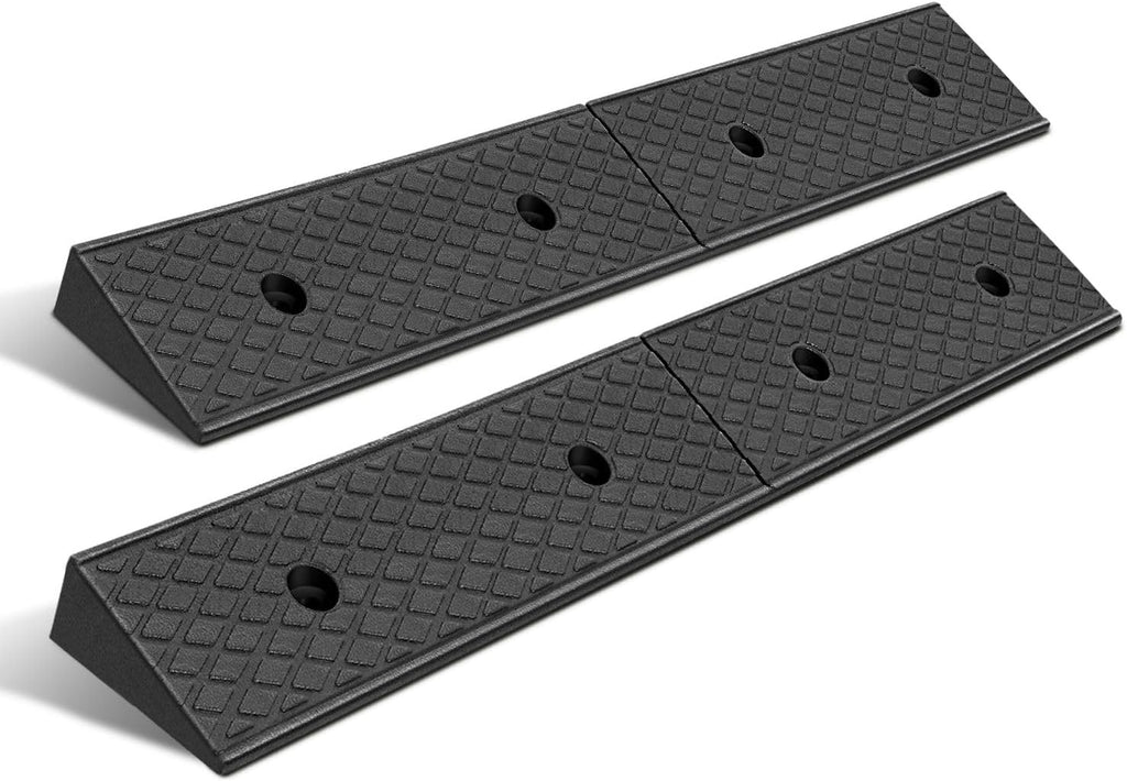 DNA Motoring 2pcs 2.1" Rise Rubber Curb Ramp Heavy Duty Loading Driveway Ramp Threshold Ramps 38.6" L x 5.9" W x 2.1" H for Loading Dock, Warehouse, Wheelchair, Motorcycles, Cars, TOOLS-00643