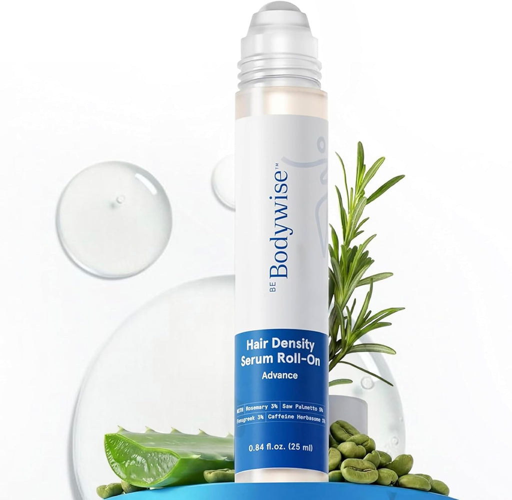 Be Bodywise Hair Growth Serum Roll On - 5% Saw Palmetto, 3% Rosemary Oil for Hair Growth, 3% Fenugreek,1% Caffeine Herbasome | Serum for Hair Loss & Hair Regrowth For Men & Women 25ml/0.84 fl oz
