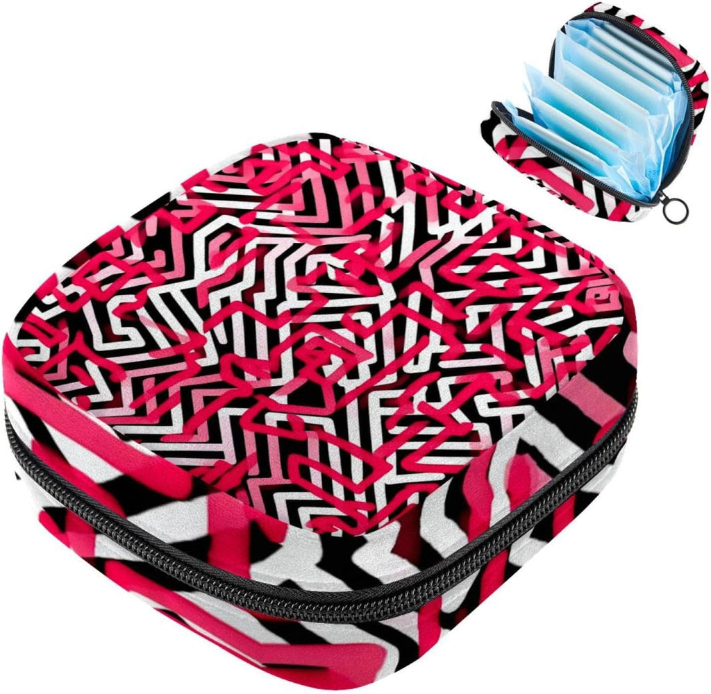 Period Bag,Sanitary Napkin Storage Bag,Abstract Pink Modern Geometric,Tampon Bag for Purse