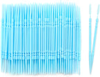 Medsuo 100pcs Plastic Double Head Dental Picks Soft Tooth Floss Picks Interdental Brush Flosser Sticks Portable Oral Dental Brush Cleaning Tool (Blue)