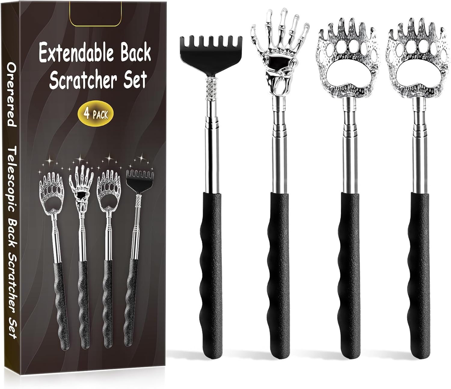 4Pcs Back Scratcher Extendable for Men Women Adults, Backscratcher Hand to Scratch Valentines Day Gifts Birthday Gifts for Men Back Massager Tool for Adults