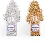 Pearl Sprinkles for Cake Decorating, Gold Pearl Sprinkles, Sliver Pearls Sprinkles, Sugar Pearls, Metallic Sprinkles Mix for Cake, Cupcakes, Macaron, Ice Cream, and Cookies. (120g/4.2oz)