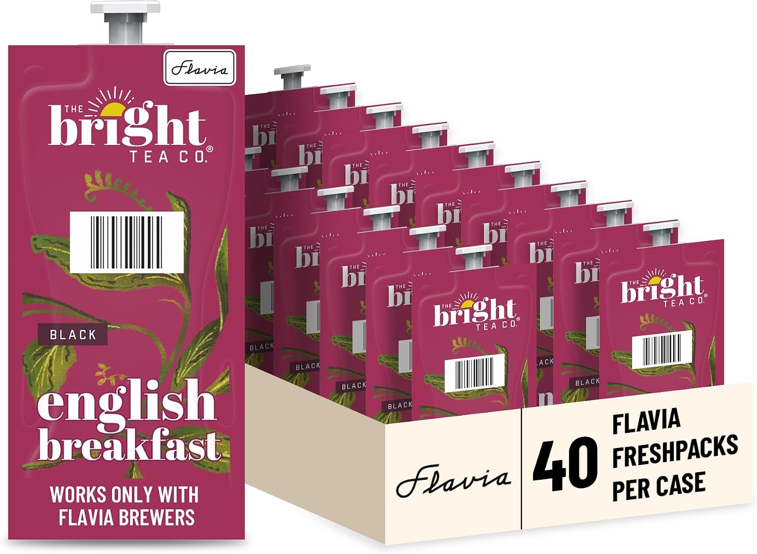 Flavia Bright Tea Co. English Breakfast Tea Freshpacks works only with Flavia Brewers (Case of 40)