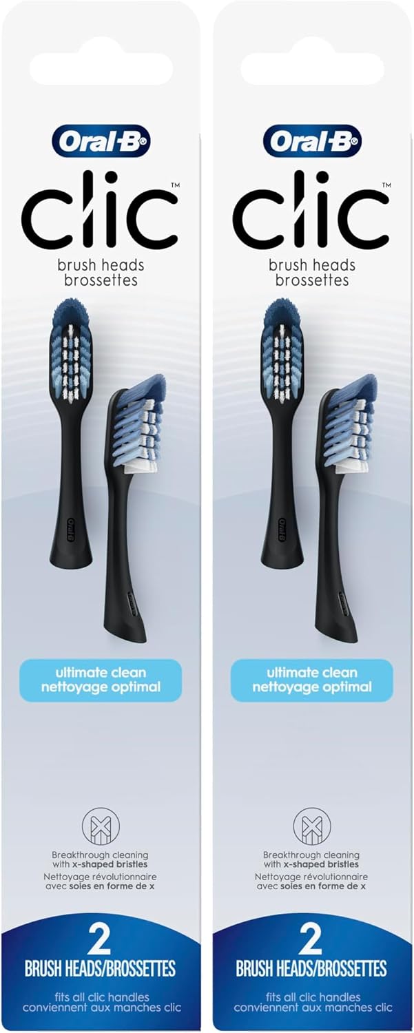 Oral-B Clic Toothbrush Replacement Heads,toothbrushes,Black Refill Brush Heads,(Pack of 4)