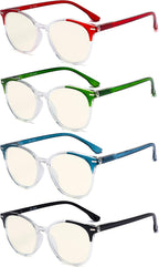 Eyekepper 4-pack Round Reading Glasses Blue Light Blocking Women +0.75