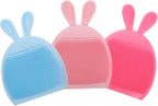 3pcs Bath Brush Silicone Shower Scrubber with Bunny Design, Soft Exfoliating Massage Shampoo Brush Set for Bathing and Skin Care