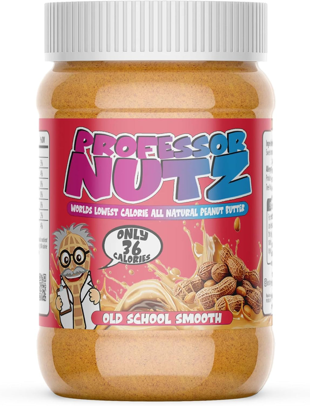 Professor Nutz Organic Peanut Butter- Low Calorie, Nut Butter, Natural Peanut Butter, Natural Fiber, Healthy Peanuts, Great source of Protein, 30 Essential Vitamins (12.41 Oz, Original)