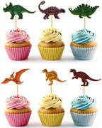 24 PCS Dinosaur Cupcake Toppers Dinosaur Cupcake Picks for Kids Dino Theme Birthday Baby shower Party Cake Decorations Supplies