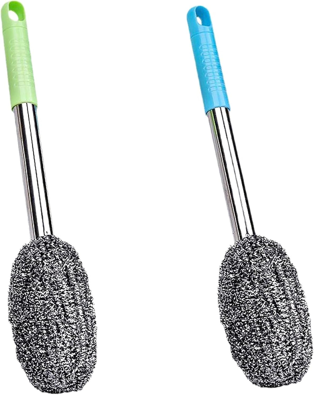 Long Handle Steel Wire Ball, 2 Pcs 12.5 Inch Stainless Steel Ball Brush for Pot, Bottle and Closestool (2)