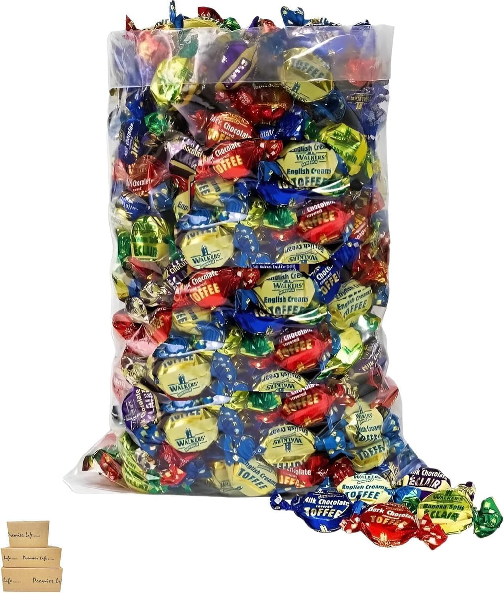 Walker's Nonsuch Assorted Toffee & Eclairs Individually Wrapped, Treat Bag, British Traditional Sweets and Confectionery, from UK, 1kg In Premier Life Store Box