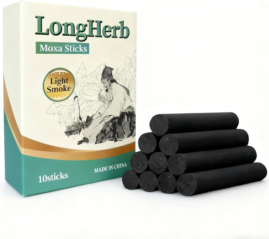 10 Pcs Smokeless Moxa Sticks - Pure Moxa Stick for Moxibustion Therapy, High Density Smokeless Moxa, Premium Moxa Sticks for Moxibustion, Long-Lasting Moxibustion Sticks