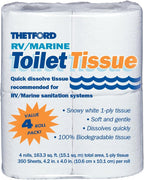 Thetford RV/ Marine Toilet Tissue - Toilet Paper for RV and Marine - 1-ply - 4 rolls - Thetford 20804