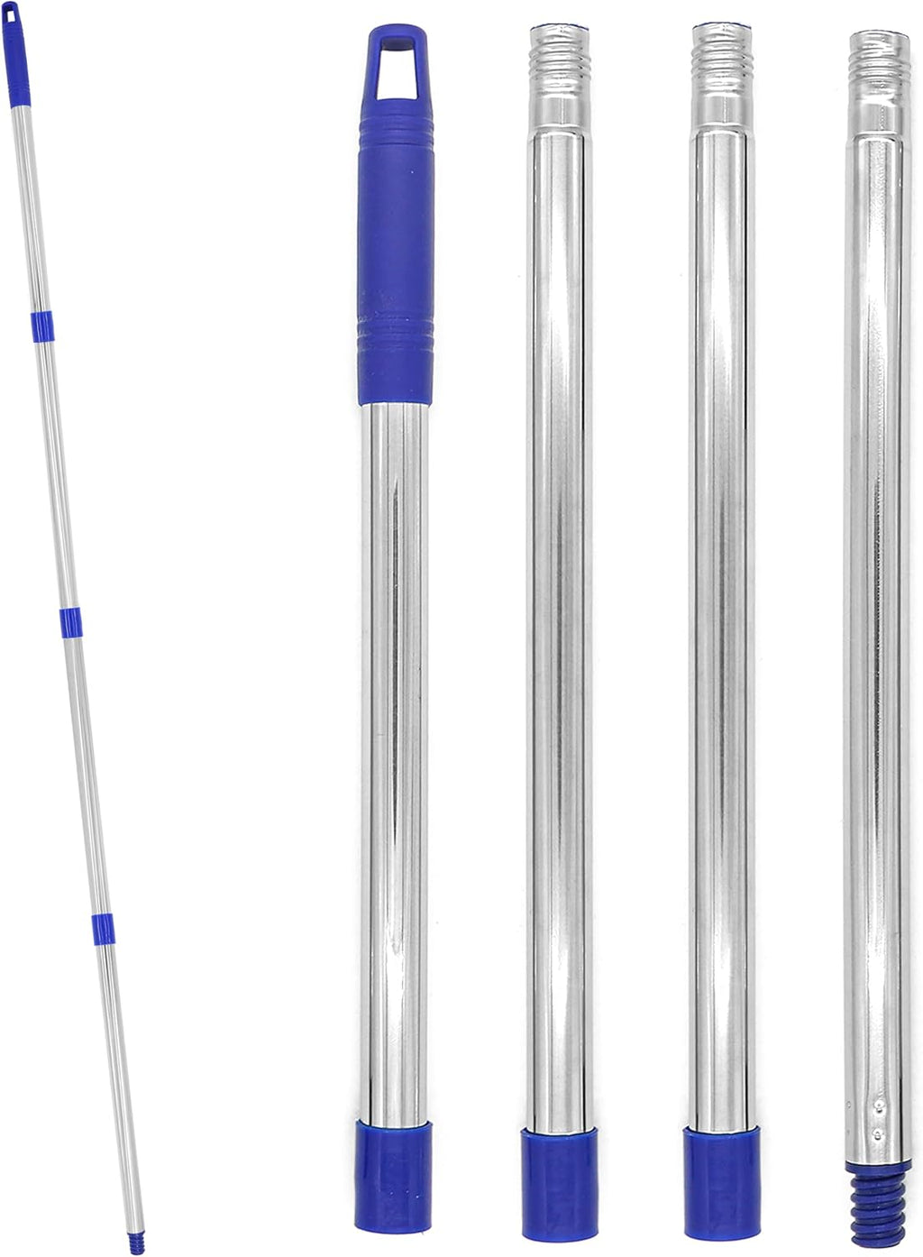 EaseYourDay 4-Section 1.3 ft. to 5.2 ft. Stainless Steel Pole Mop Replacement Handle Standard American Threading Compatible with All Cleaning Head with 3/4 Inch American Threading System