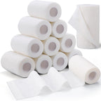 TOBWOLF 12PCS Self Adhering Bandage, 4" x5yd / 10cmx4.5m Cohesive Elastic Bandage Wrap Gauze Roll, Breathable Sports Tape, Medical Wrap for Wrist Ankle Knee Leg Sprains Swelling - White