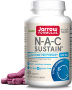 Jarrow Formulas N-A-C Sustain 600 mg, Dietary Supplement, NAC 600 mg, an Antioxidant Amino Acid Support for Liver Health, 60 Tablets, 60 Day Supply