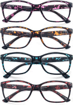 HEEYYOK 1.75 Reading Glasses for Womens Wide Ladies Reading glasses Large Women Readers tortoise Oversized Rectangular Comfort Spring Hinge 4 Pack