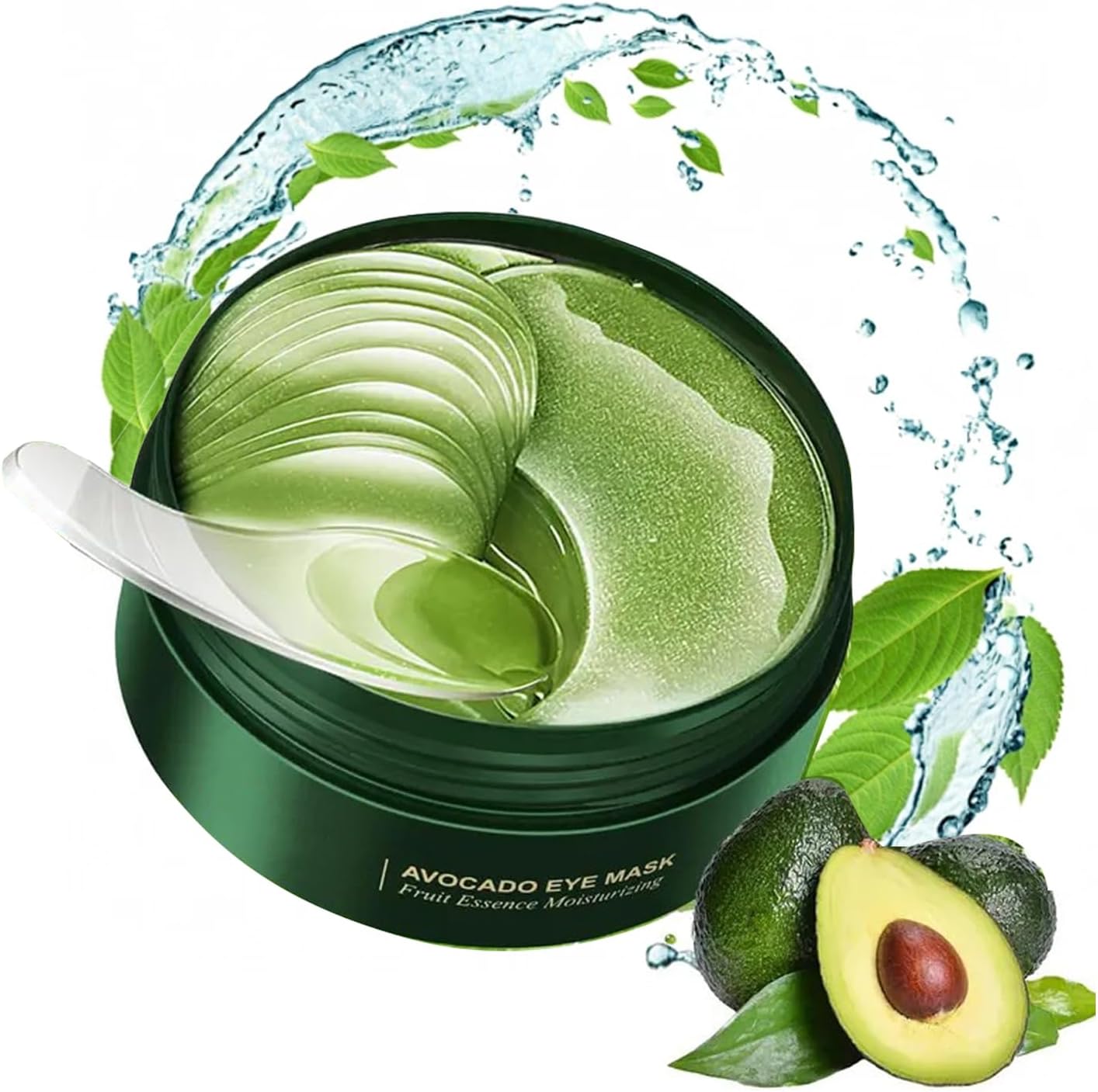 firstfly 60 Pcs Avocado Eye Mask, Under Eye Patches for Dark Circles and Puffiness, Moisturizing Nourishing Eye Treatment Mask, Improving Eye Skin Dryness, Fine Lines and Wrinkles