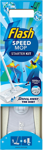 Flash Speedmop Wet Mop Floor Cleaner Starter Kit for Cleaning Floors with Scrubbing Action, Includes: 1 Mop, 6 Wet Lemon Refills