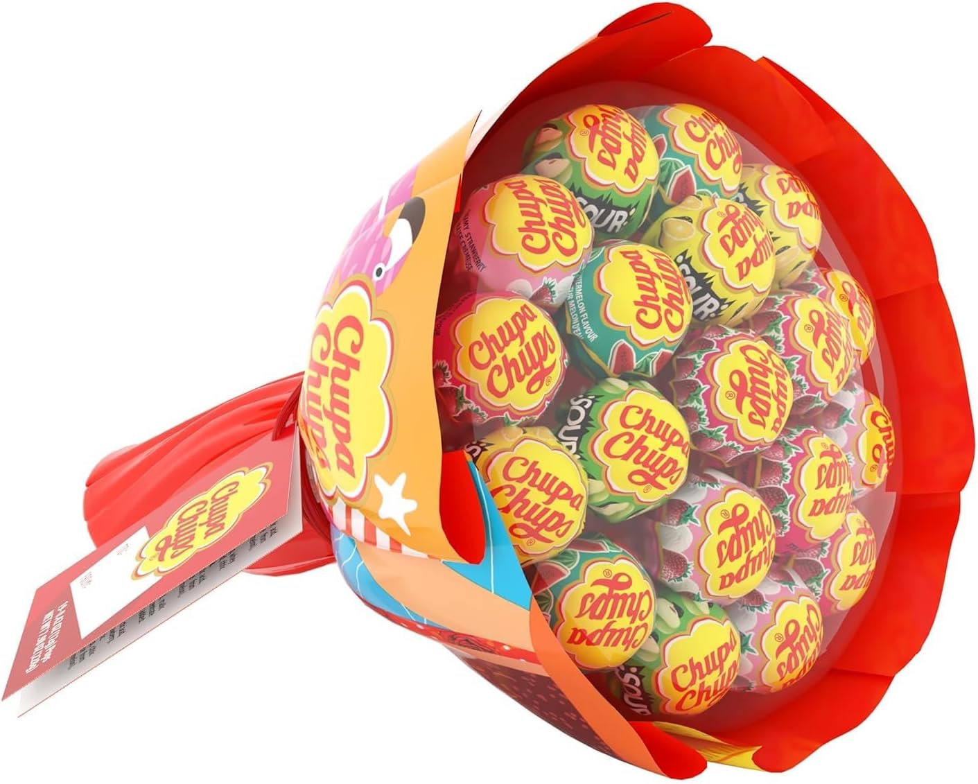 Chupa Chups Flower Lollipop Bouquet, Assorted Fruity Flavors, Easter Candy, Easter Basket Essentials Stuffers for Kids and Adults, Fun Individually Wrapped, 19 Lollipops